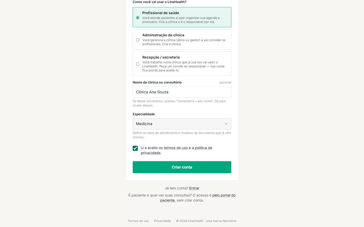 Aceite os termos e clique em "Criar conta". Pronto: chega um e-mail para confirmar o endereço.