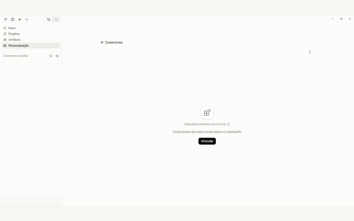 O LineHealth aparece entre os seus conectores. Clique em Vincular.